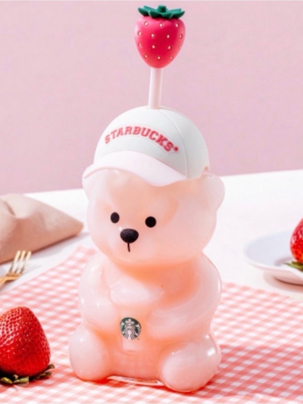 NWT Starbucks Pink Bearista Glass Pink Drink